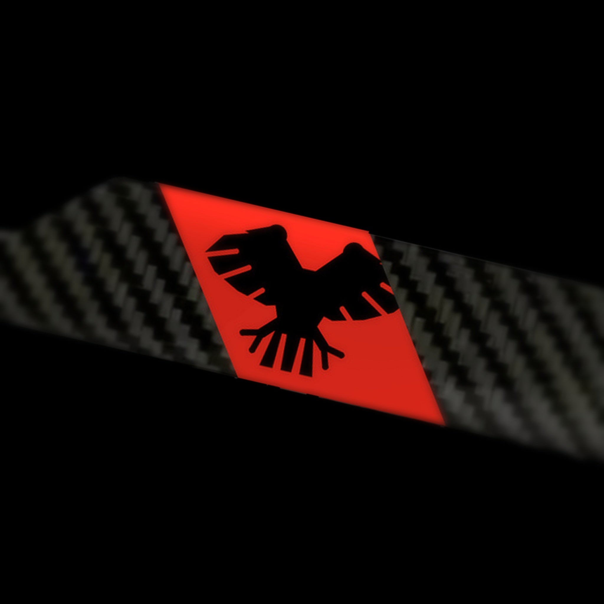 Albania flag carbon fiber license plate frame macro detail