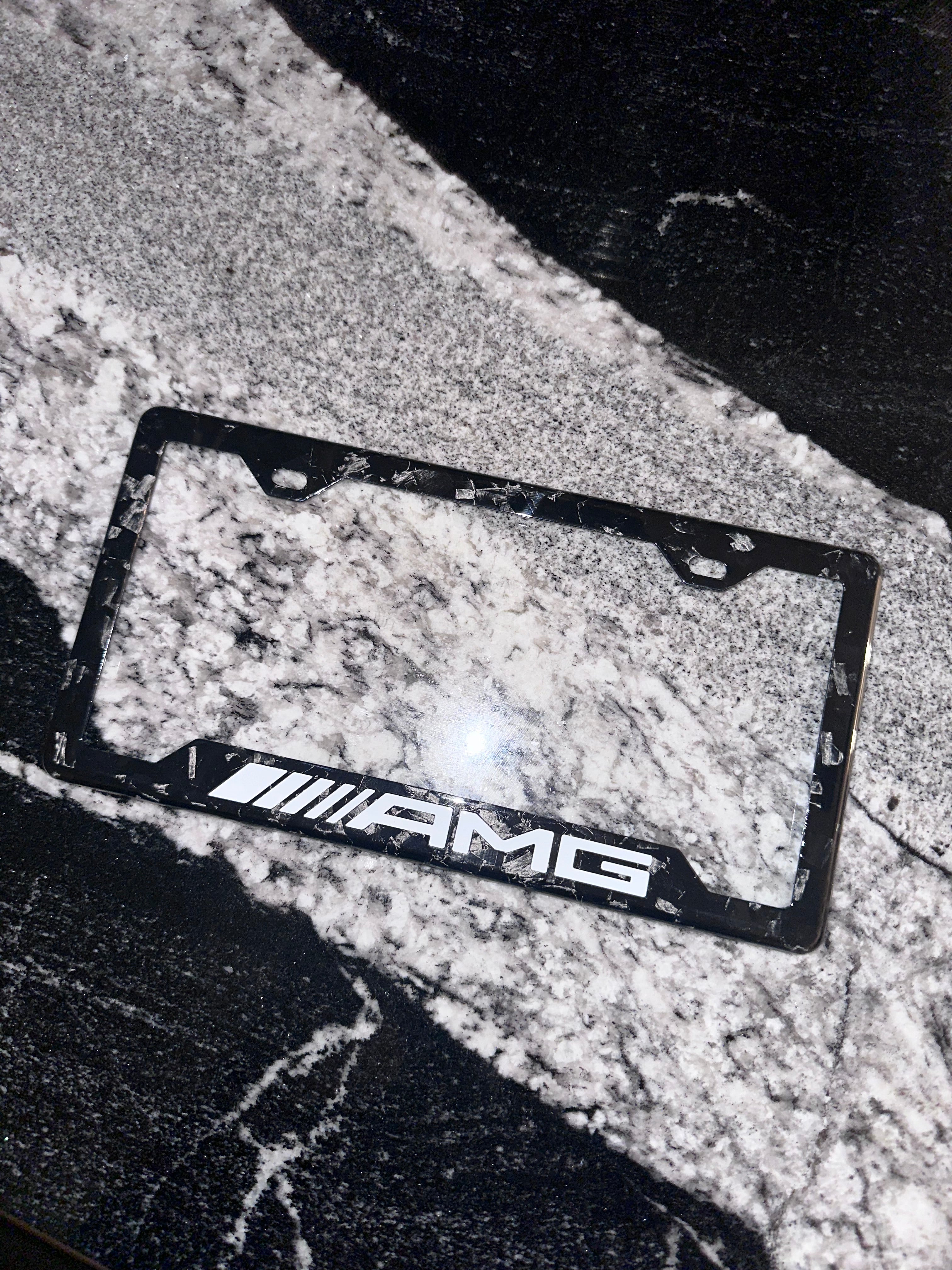 AMG White Forged Carbon Fiber Plate Frame