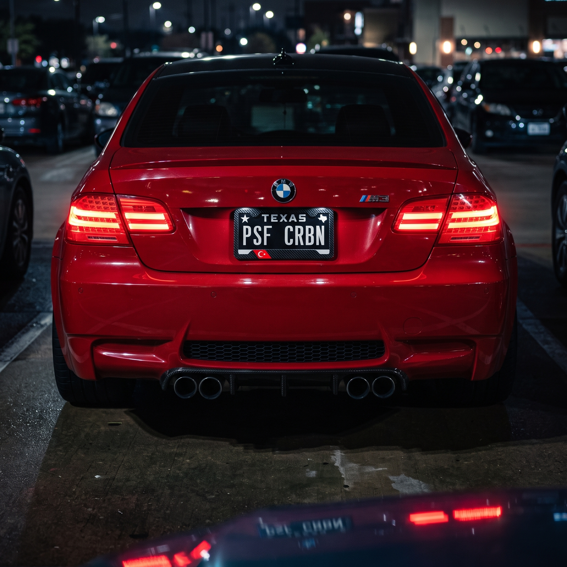Turkey flag carbon fiber license plate frame - on-car photo