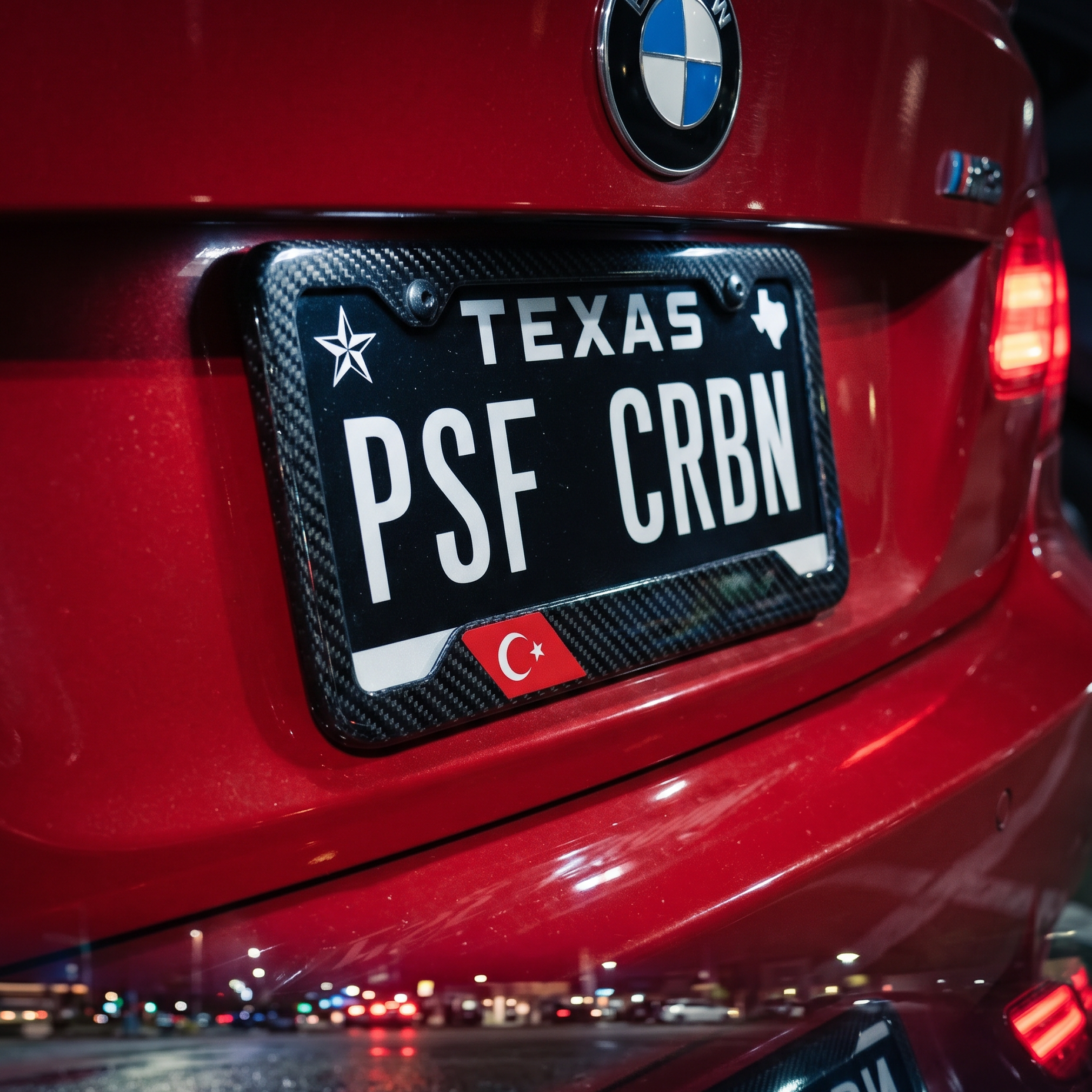 Turkey flag carbon fiber license plate frame - on-car photo 2