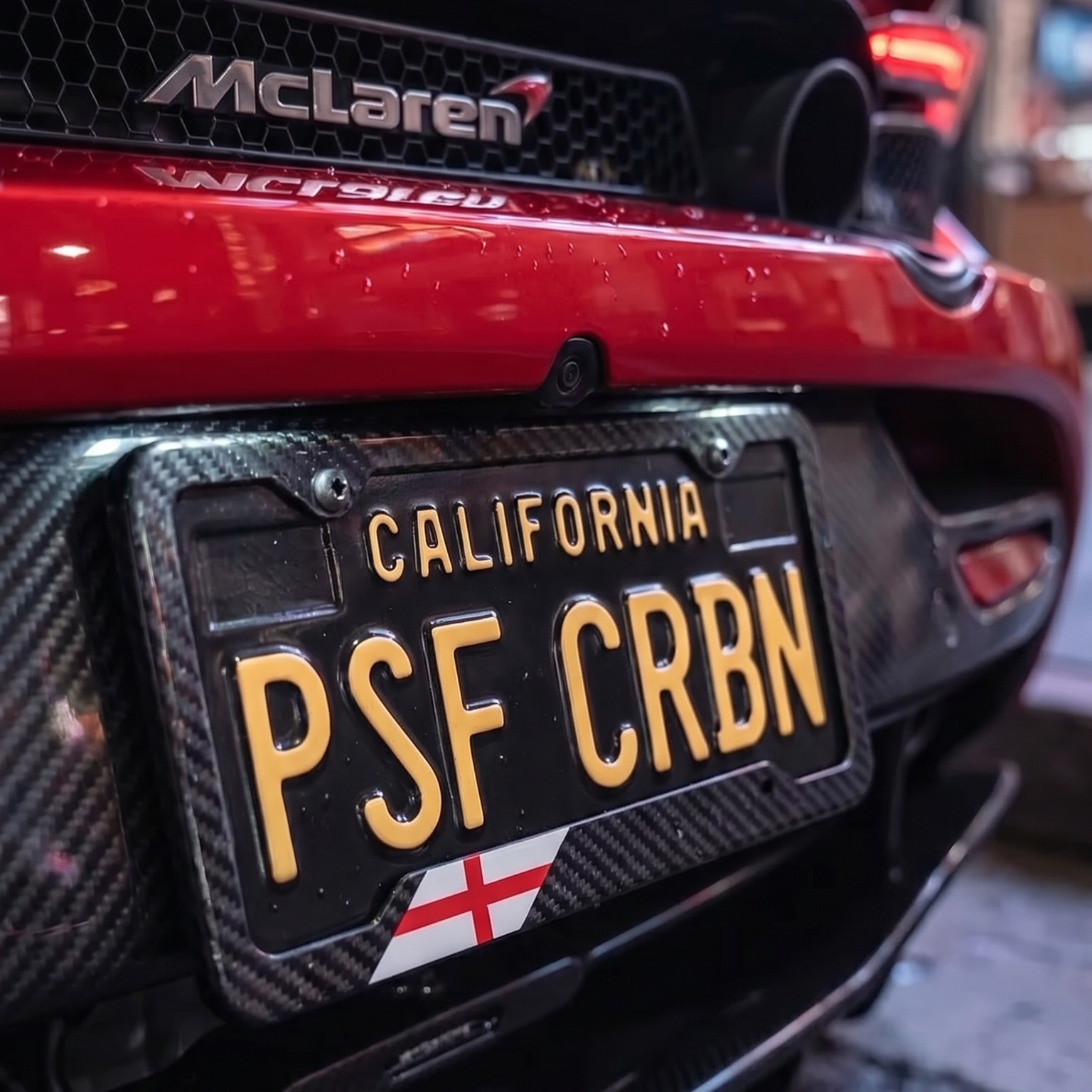 England St George Cross Carbon Fiber License Plate Frame