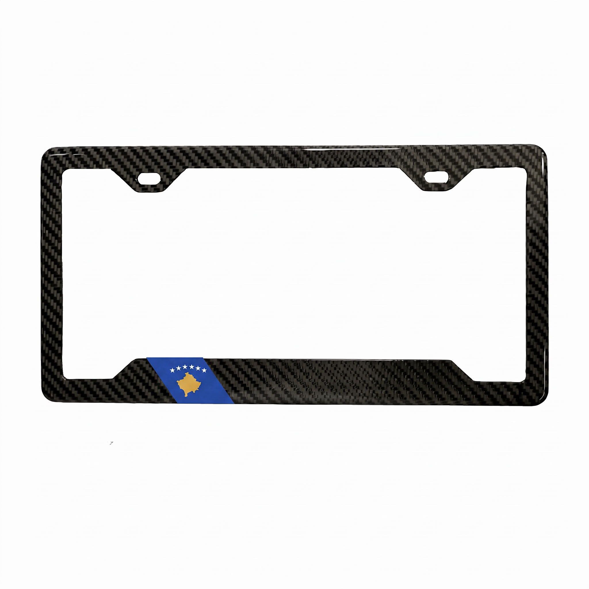 Kosovo Flag Carbon Fiber License Plate Frame