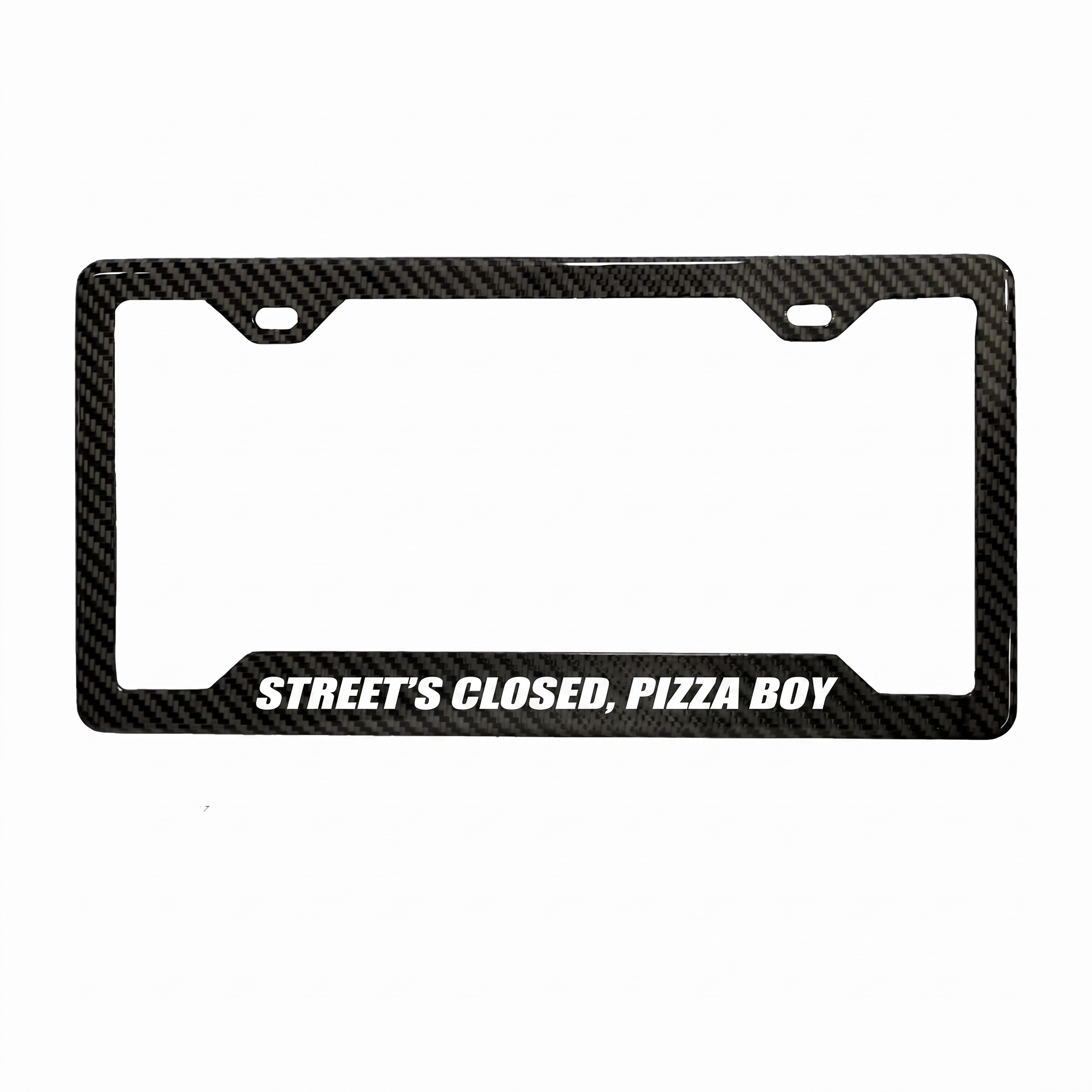 Streets Closed Pizza Boy carbon fiber license plate frame by PSF Carbon
