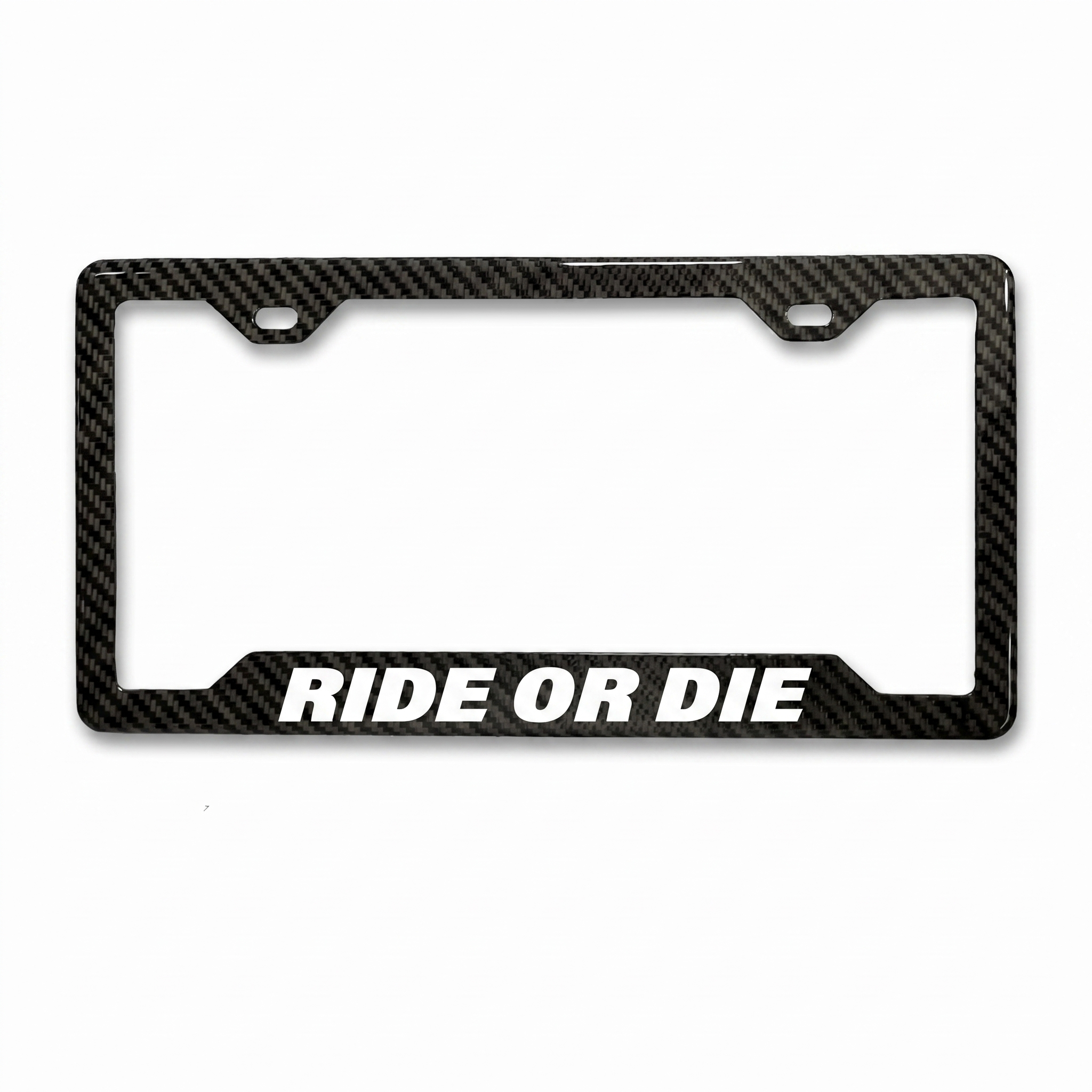 Ride Or Die carbon fiber license plate frame by PSF Carbon