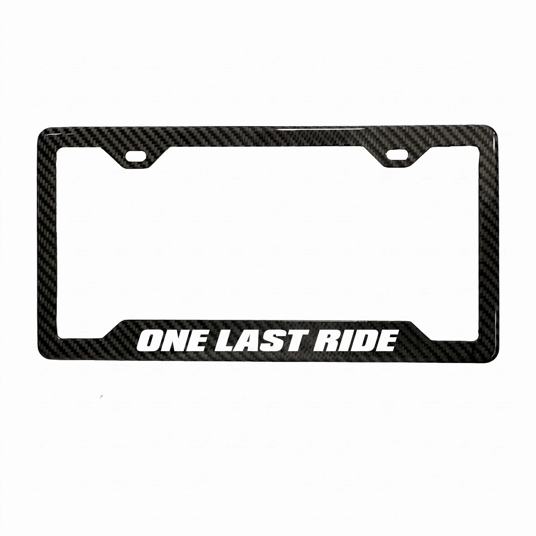 One Last Ride carbon fiber license plate frame by PSF Carbon