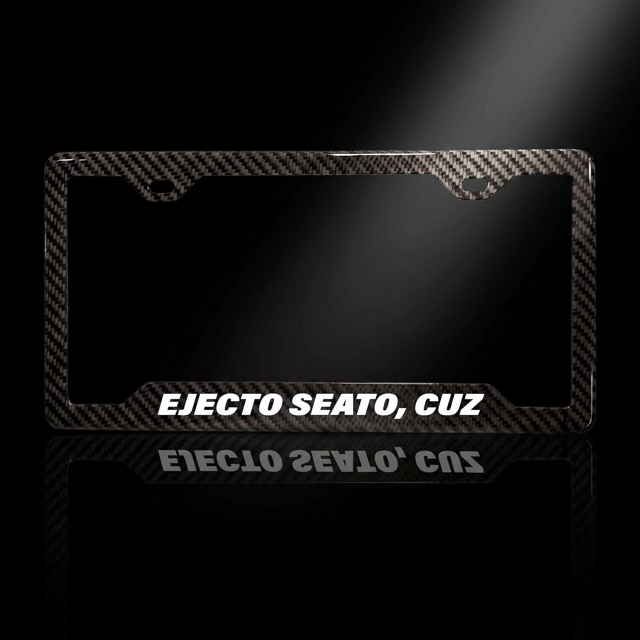 Ejecto Seato, Cuz carbon fiber license plate frame black studio shot
