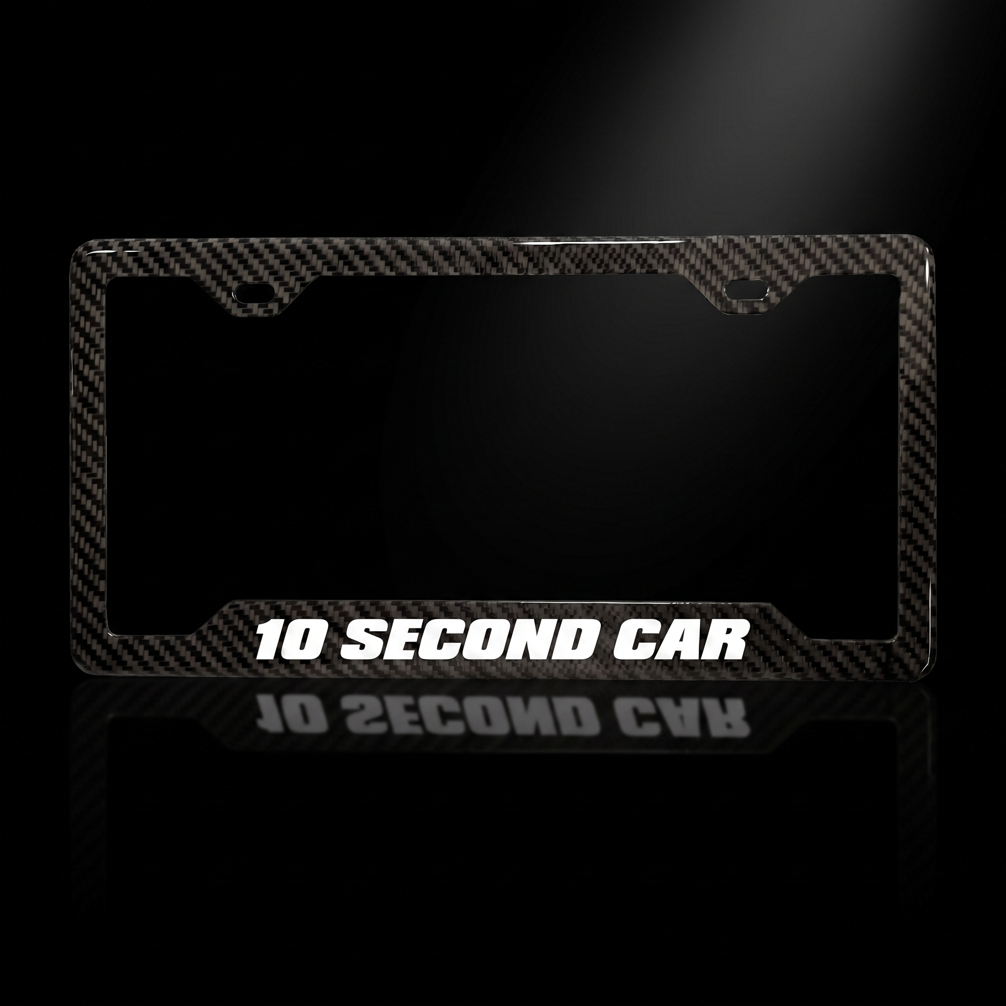 10 Second Car carbon fiber license plate frame black studio shot