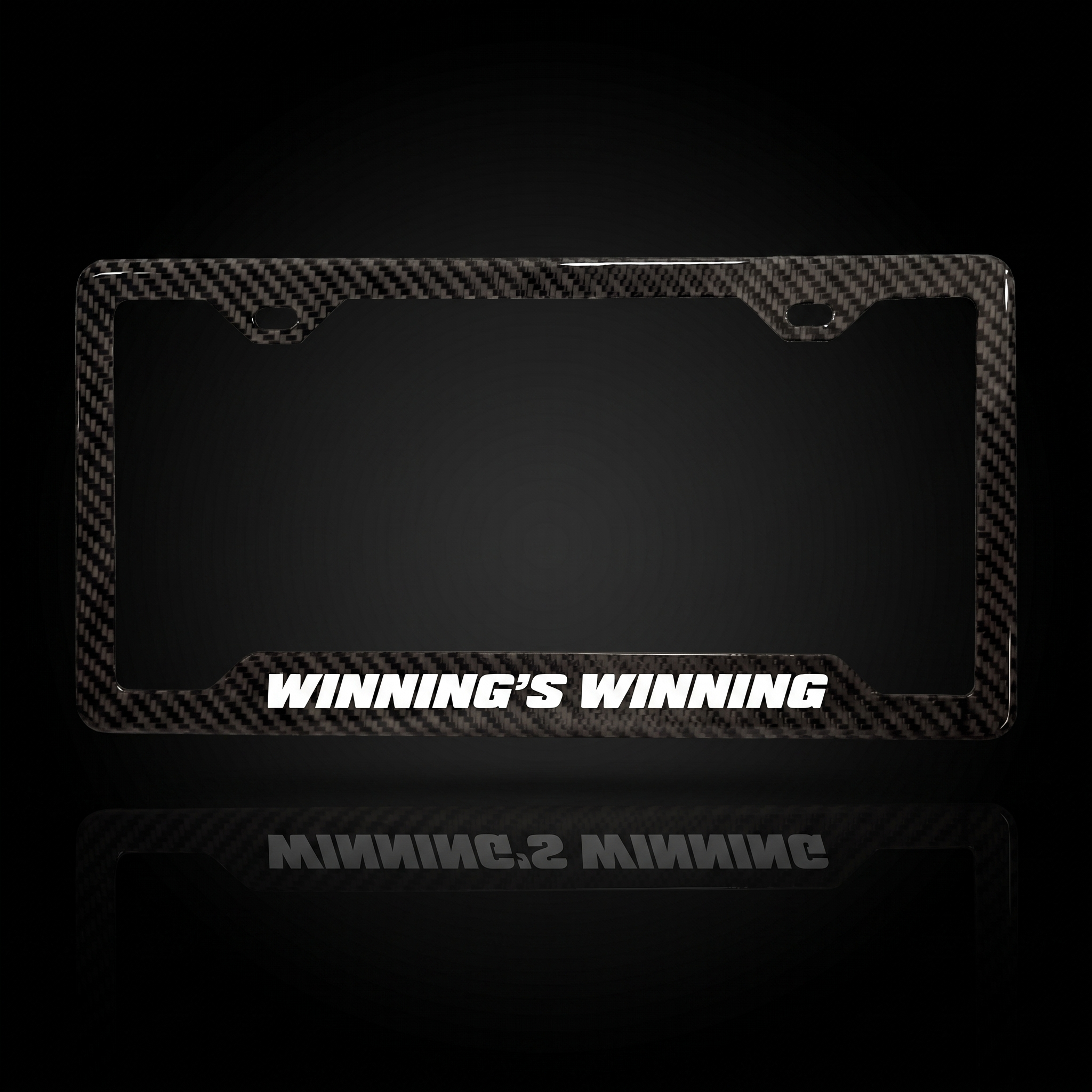 Winning's Winning carbon fiber license plate frame black studio shot