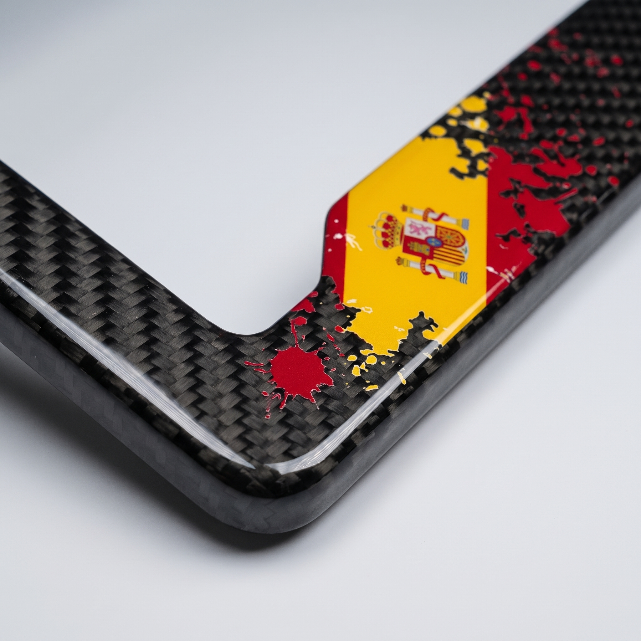 Spain splatter carbon fiber plate frame macro weave detail