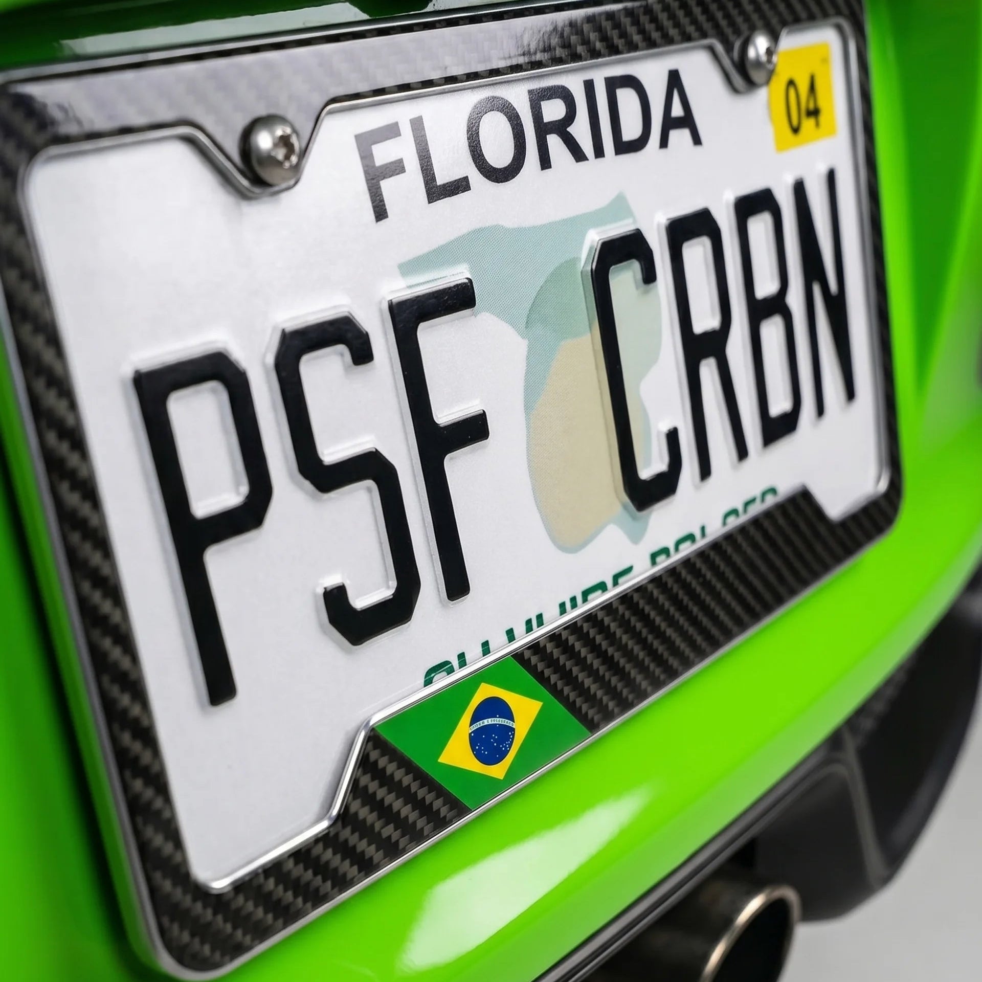 Brazil flag carbon fiber license plate frame - product photo 2