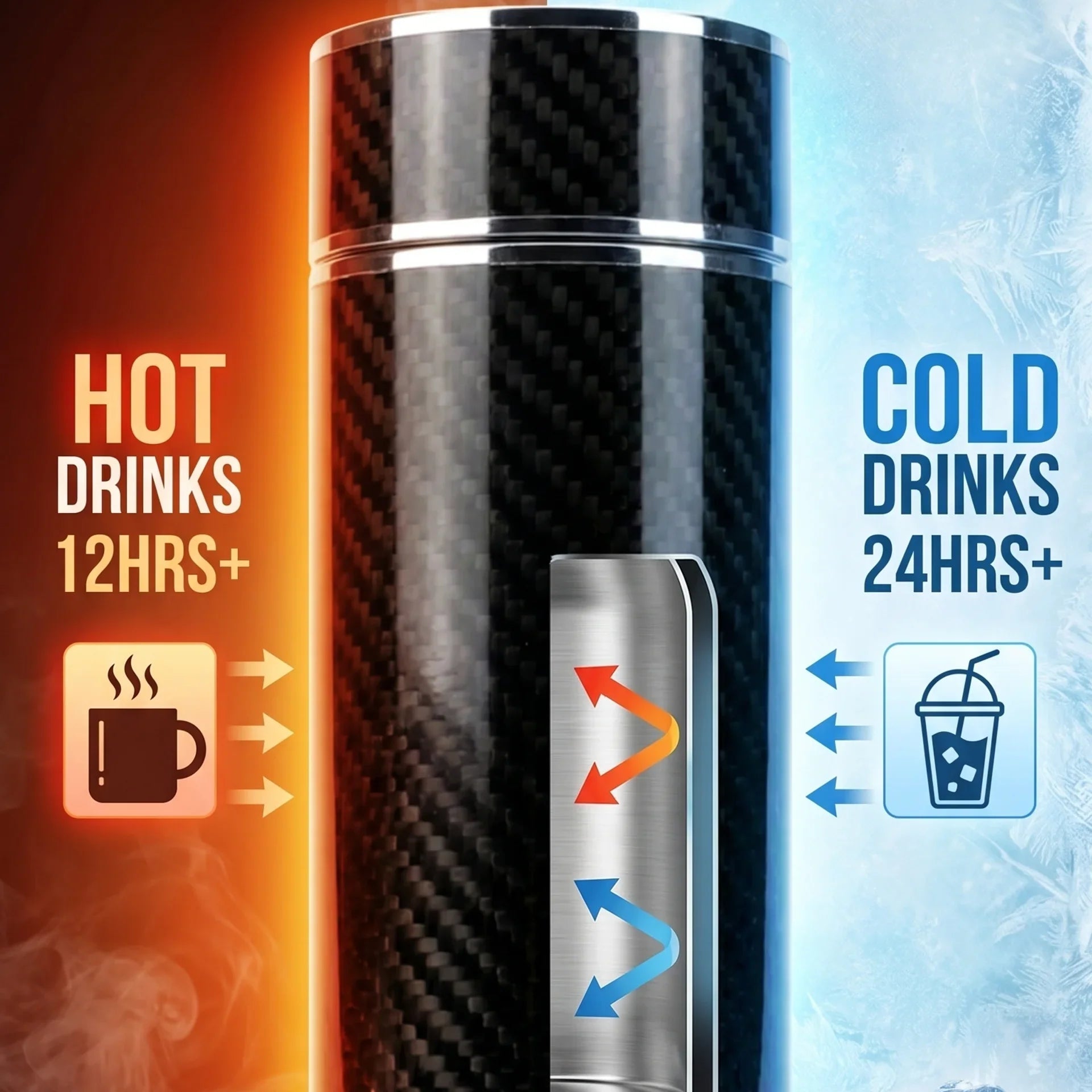 CarbonFlow Silver USA Edition carbon fiber water bottle - product photo 3