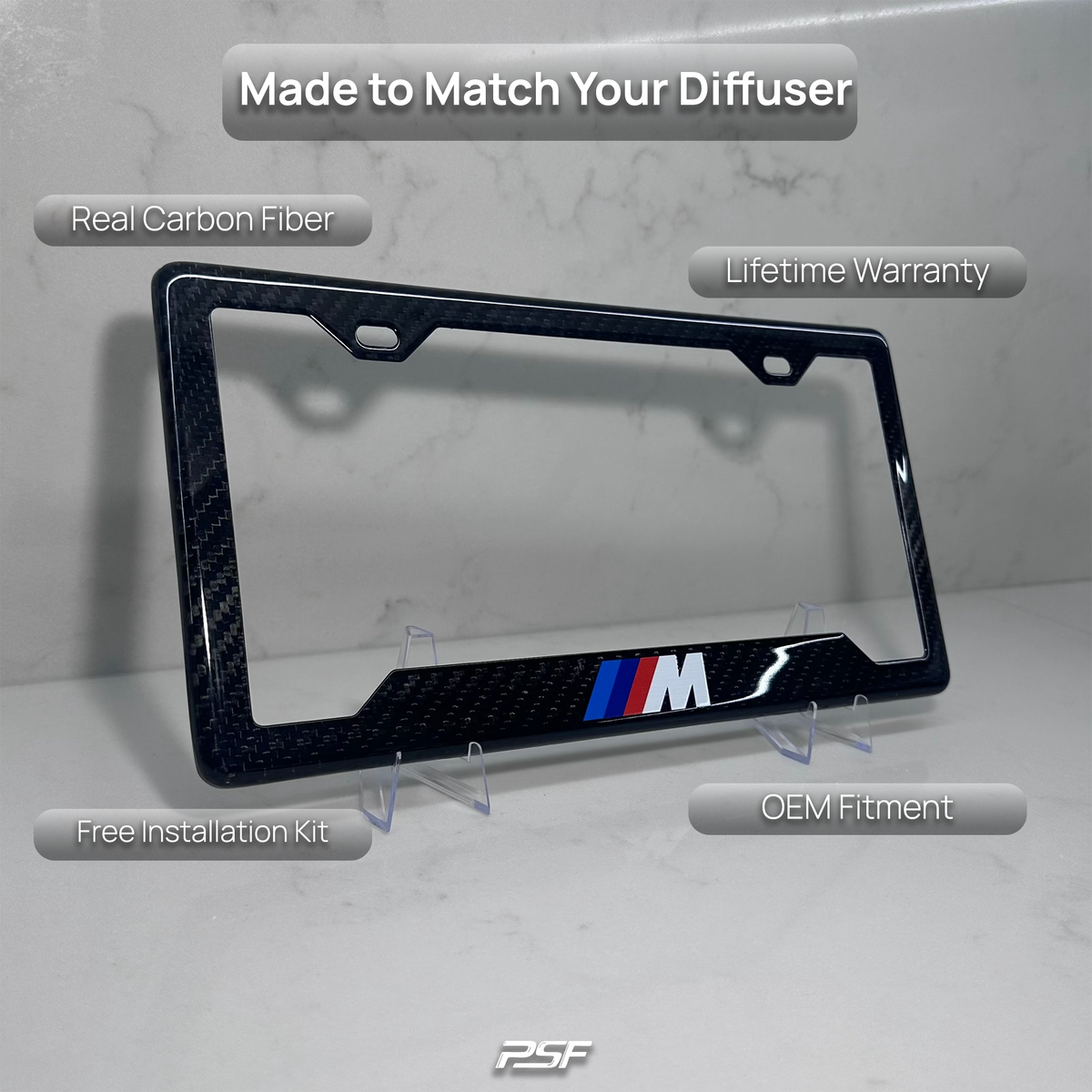Puerto Rico carbon fiber plate frame close-up