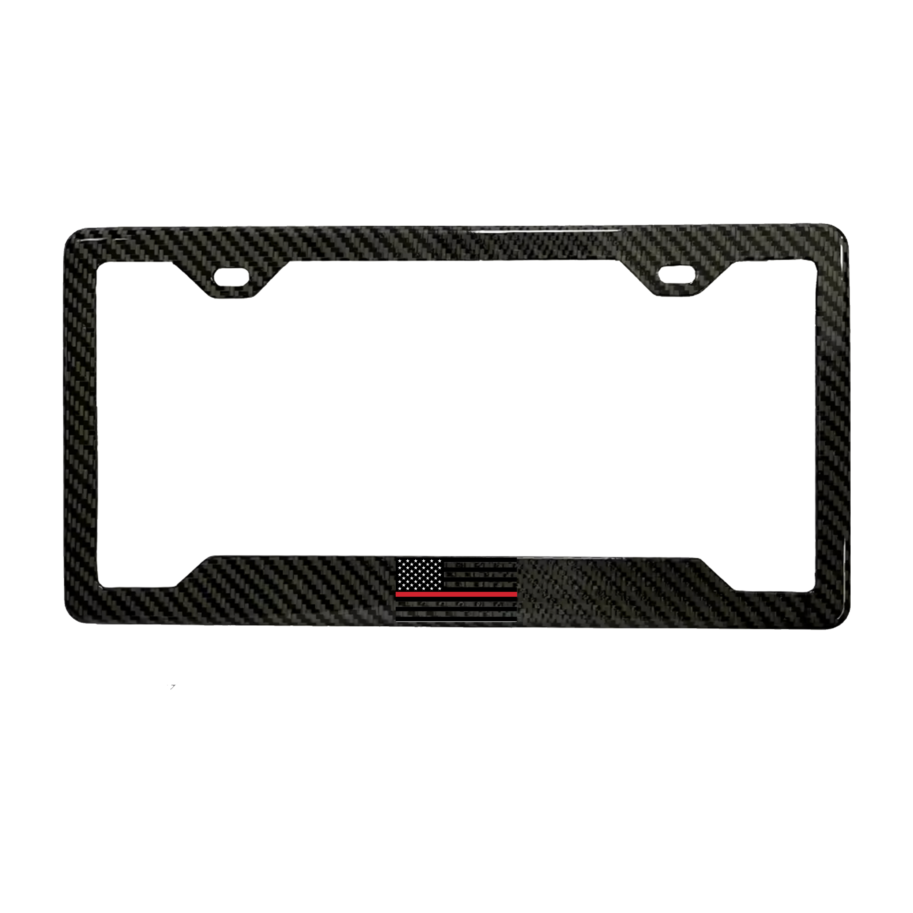 Thin Red Line carbon fiber license plate frame - front view