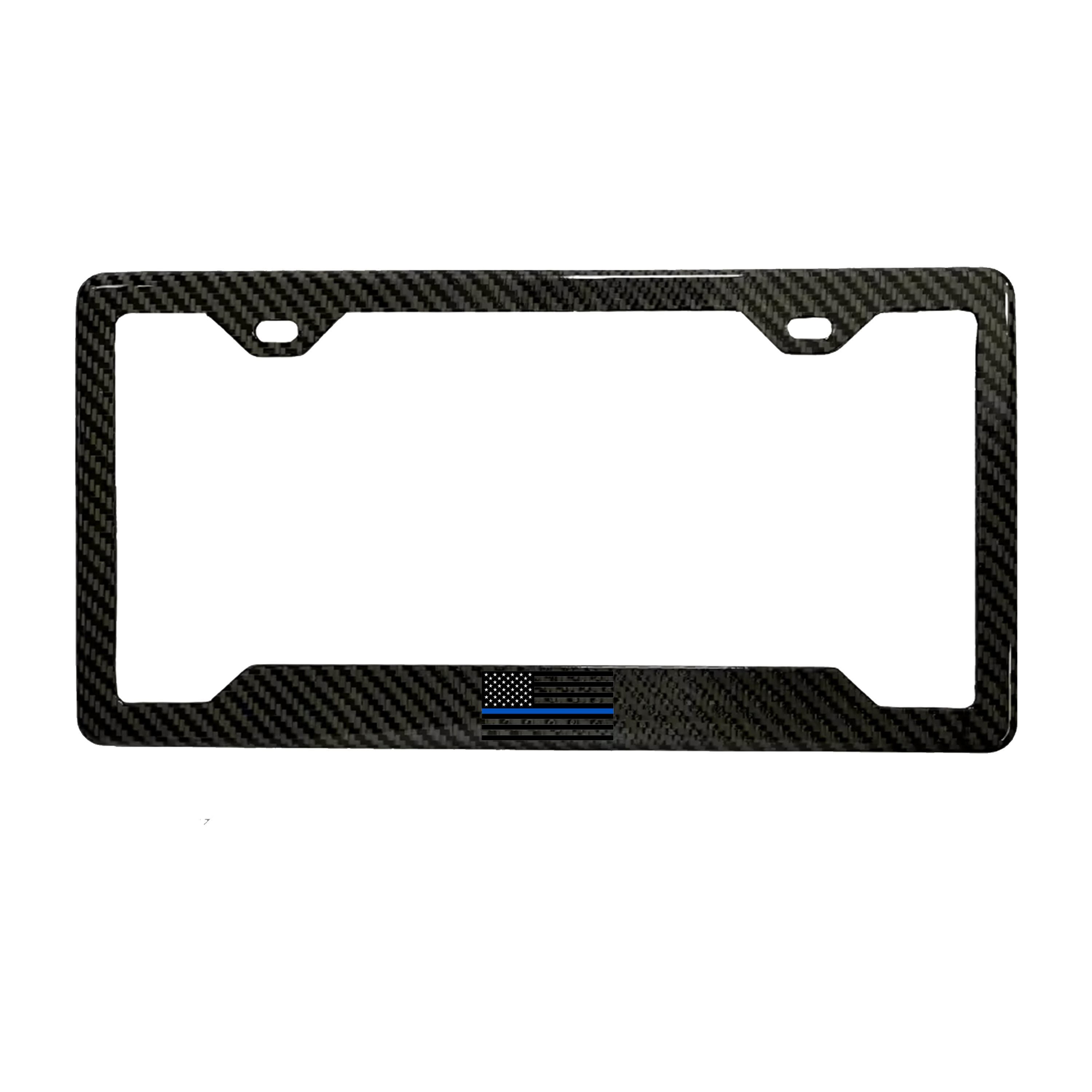 Thin Blue Line carbon fiber license plate frame - front view