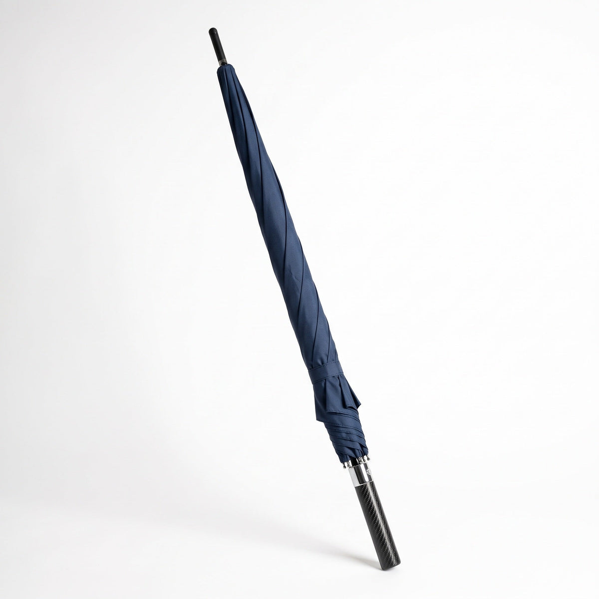 PSF Carbon Fiber Umbrella, closed, navy canopy with 3K twill carbon handle