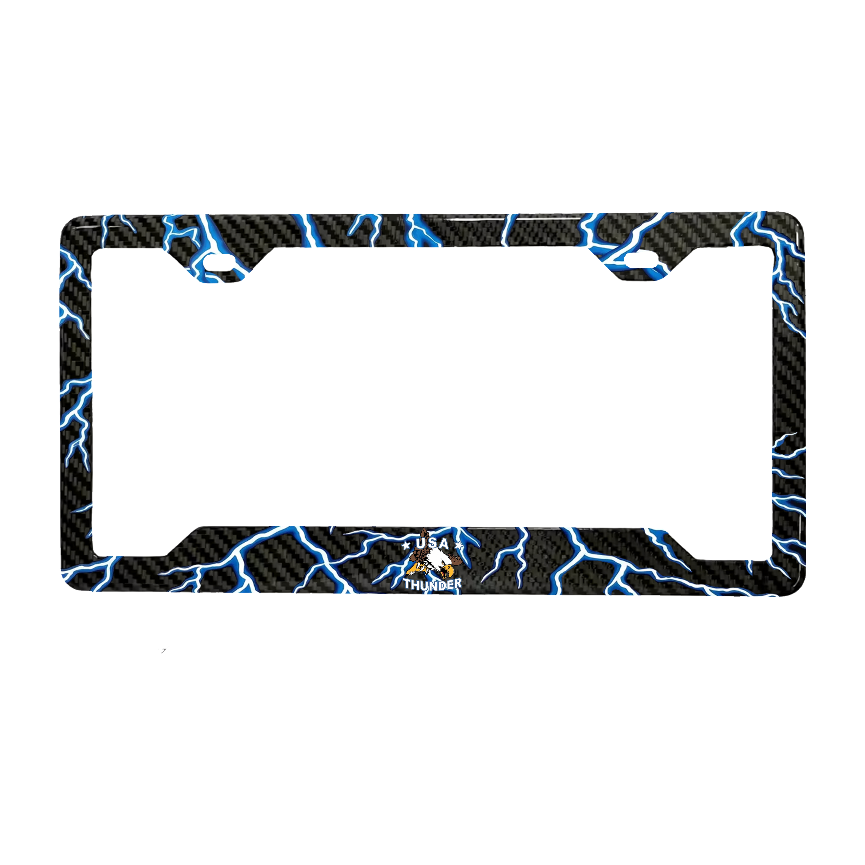 USA Thunder carbon fiber license plate frame - front view