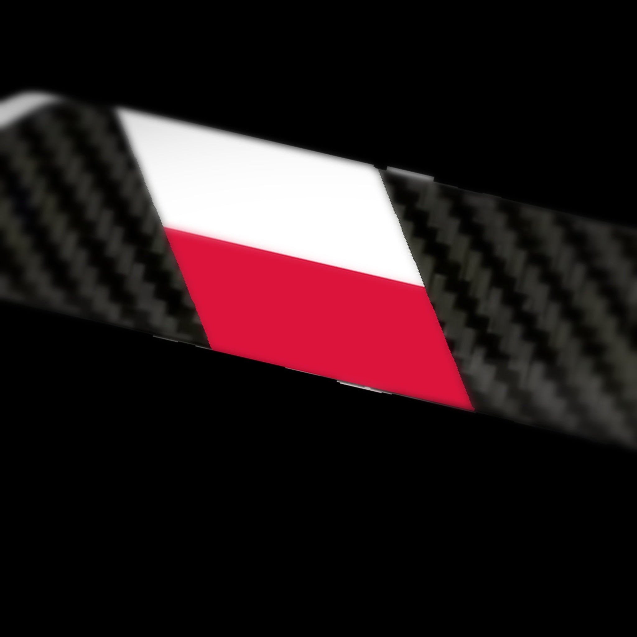 Poland flag carbon fiber license plate frame macro detail
