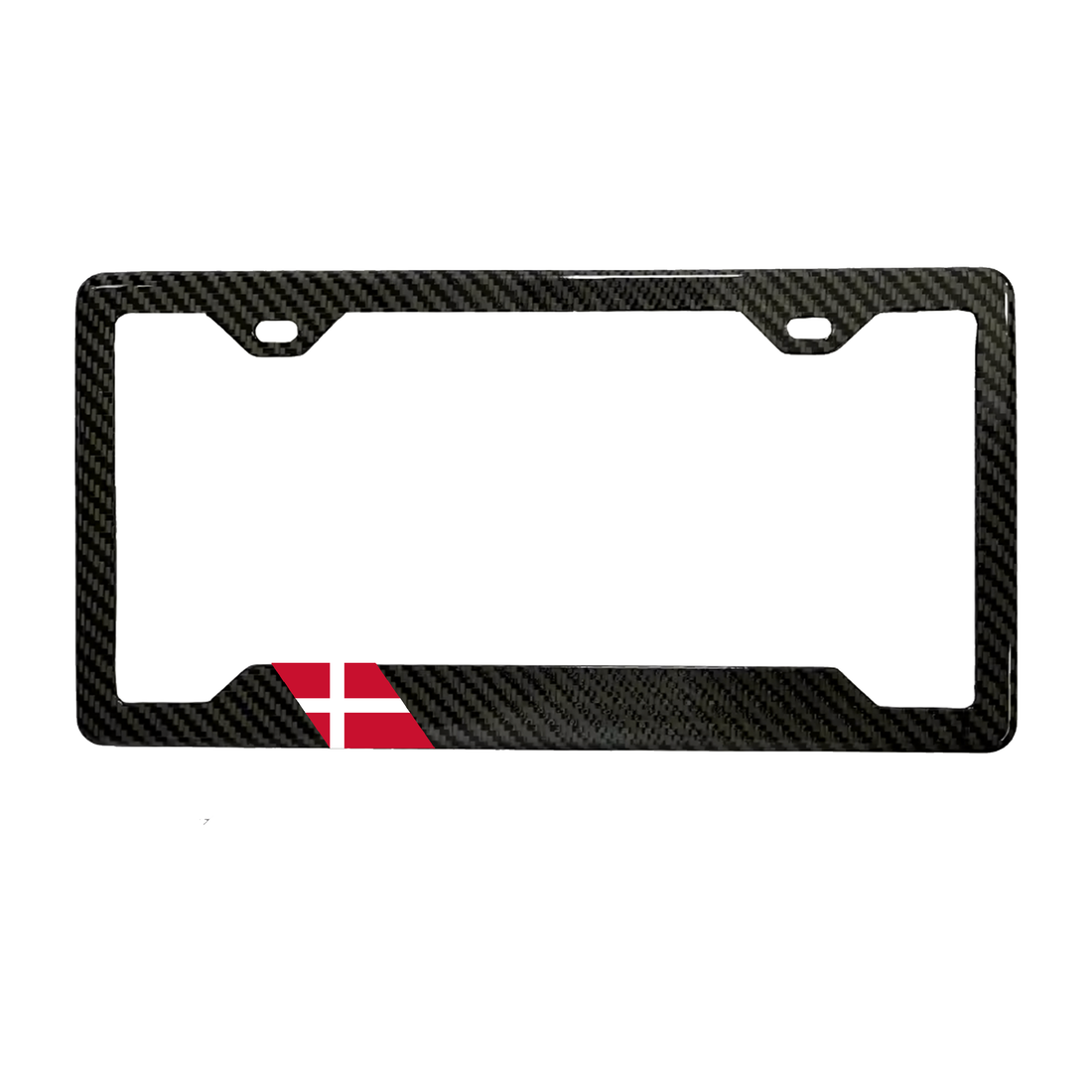 Denmark Flag Carbon Fiber License Plate Frame fitted to AirPods Max