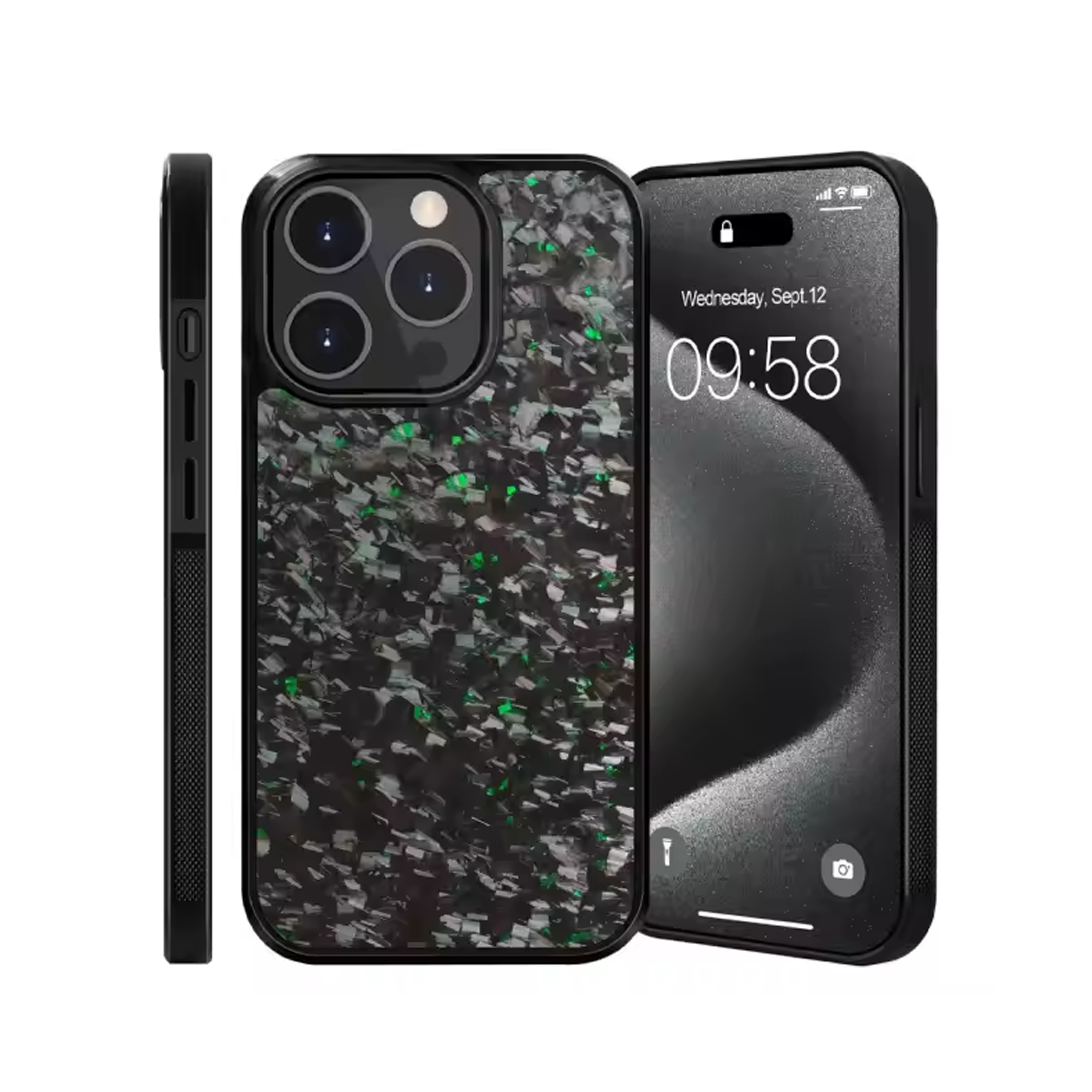 Green Forged Carbon Fiber Phone Case (No Logo)