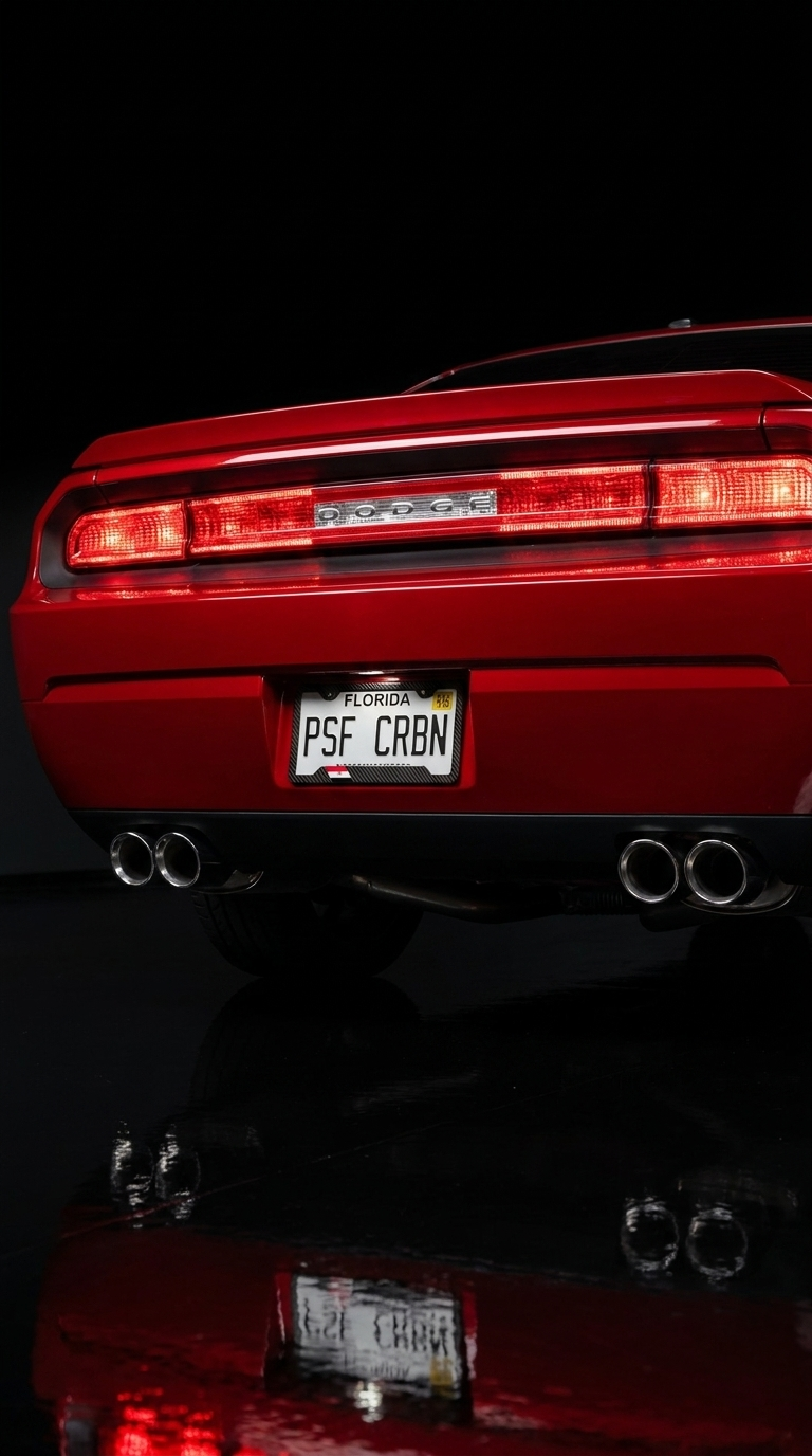 Egypt carbon plate frame on Dodge Challenger studio