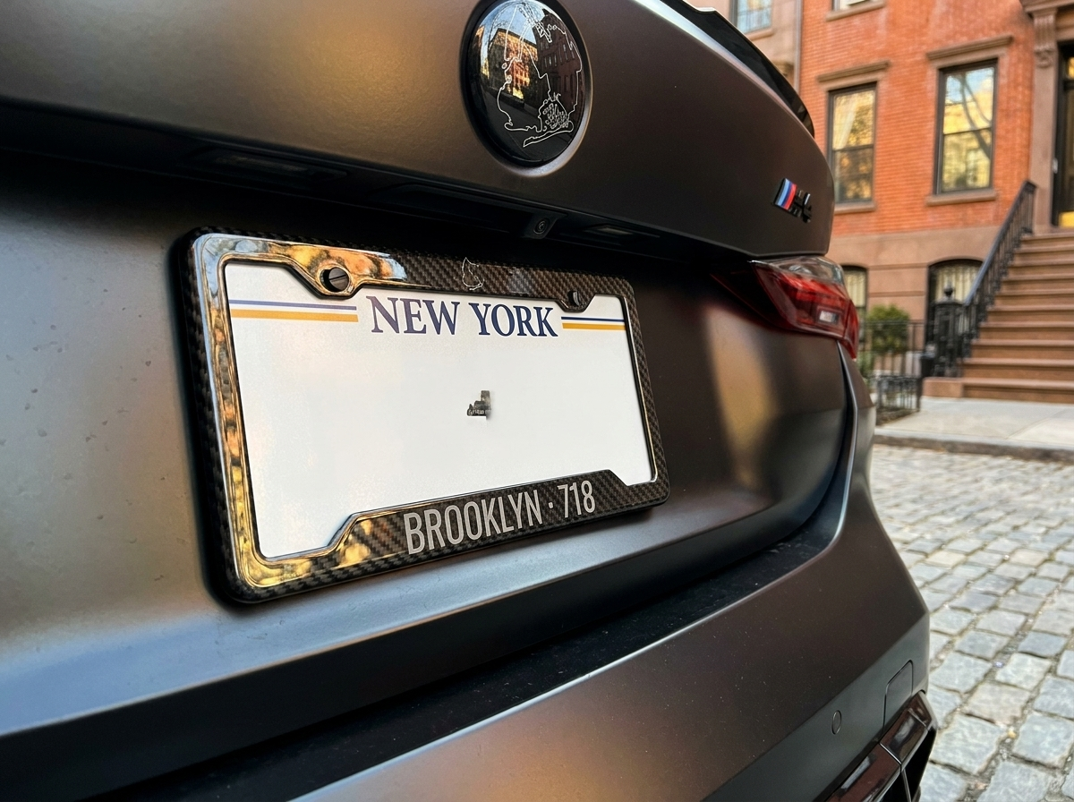 Brooklyn carbon plate frame on a BMW M4 rear - PSF Carbon