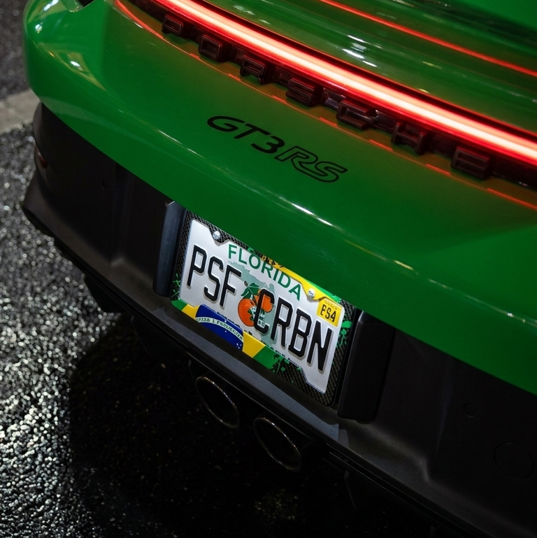 Brazil splatter carbon fiber plate frame - close-up