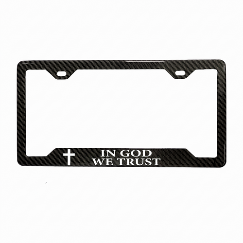 In God We Trust carbon fiber license plate frame