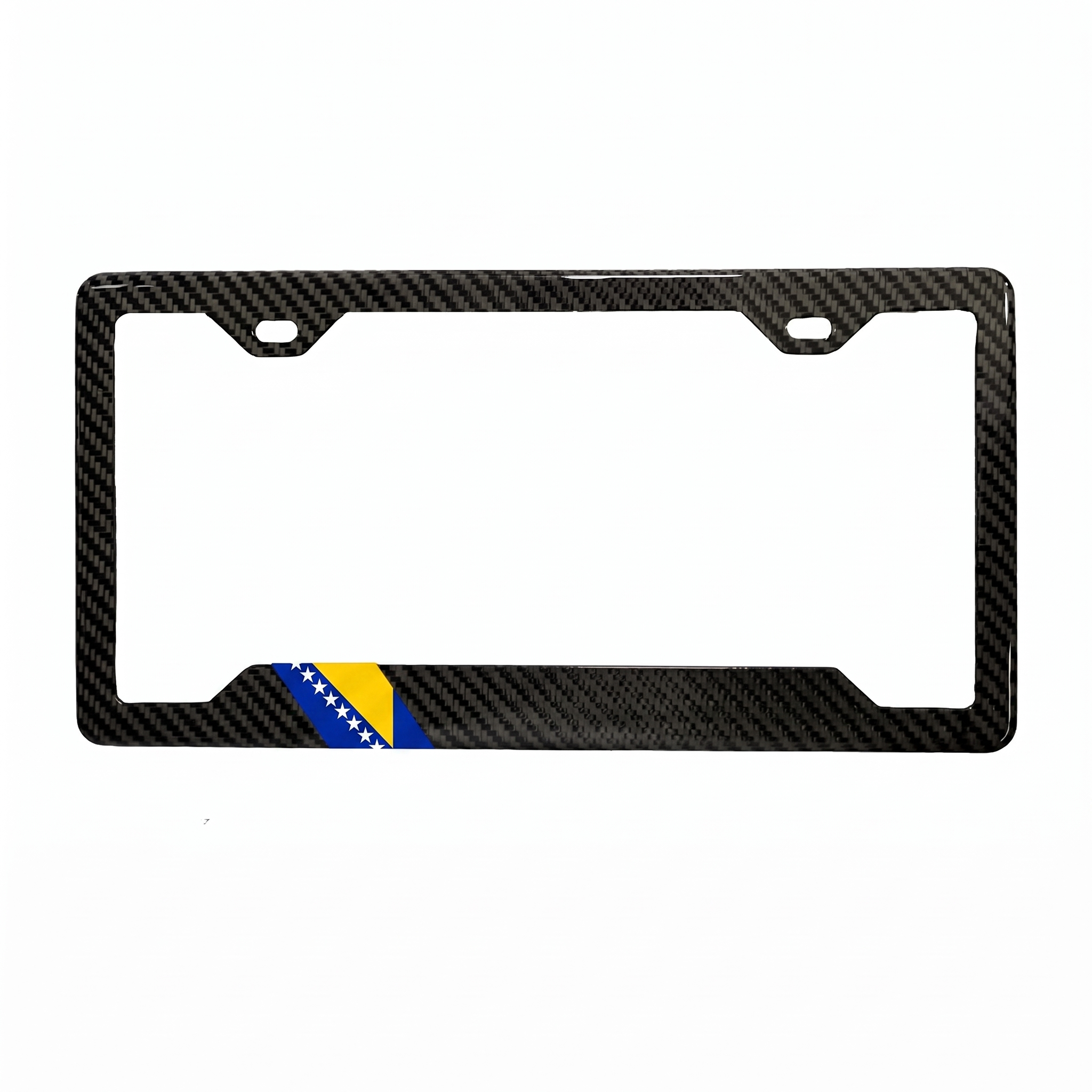 Bosnia & Herzegovina Flag Carbon Fiber License Plate Frame