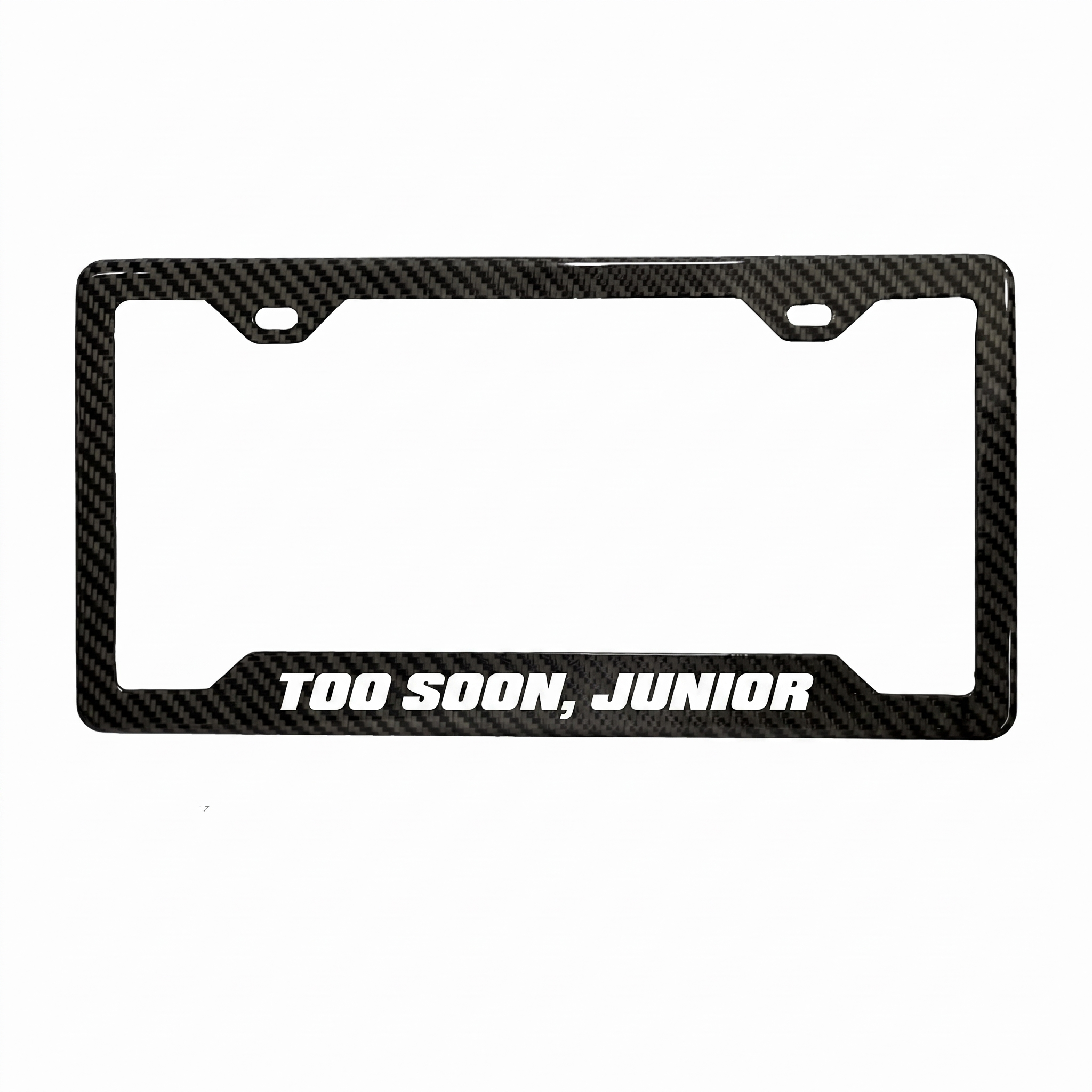 Too Soon Junior carbon fiber license plate frame by PSF Carbon