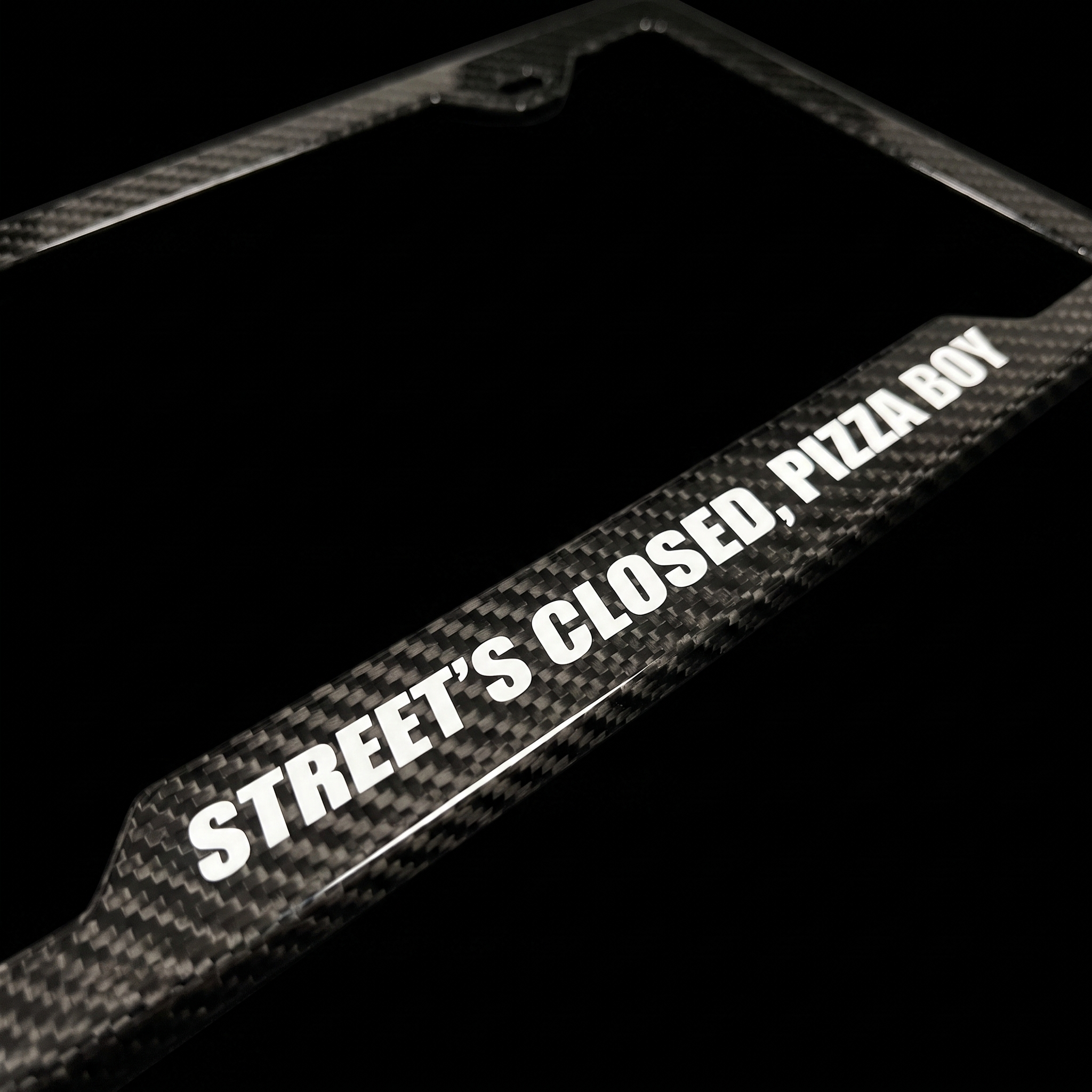 Street's Closed, Pizza Boy carbon fiber frame macro detail