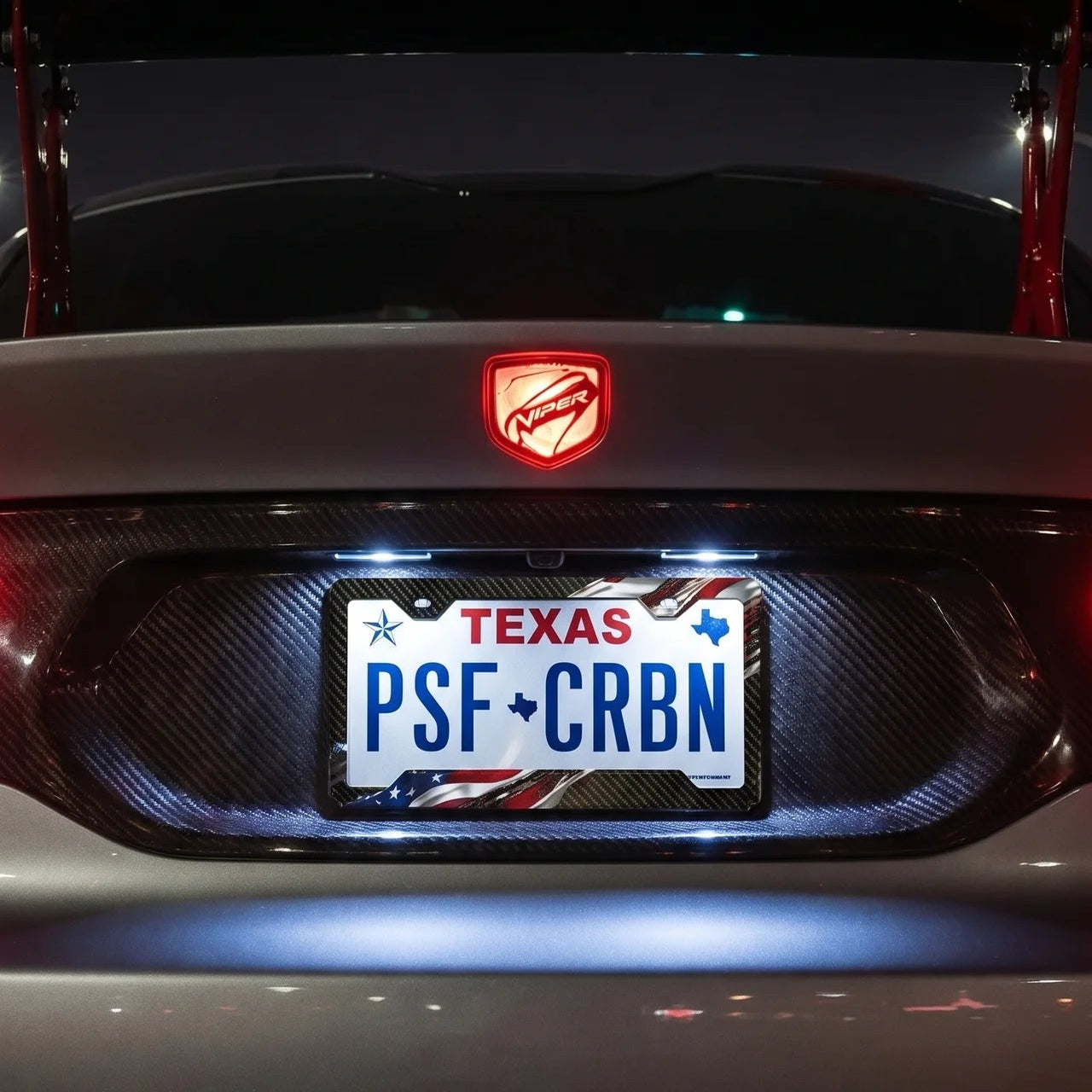 Torn American Flag Carbon Fiber License Plate Frame