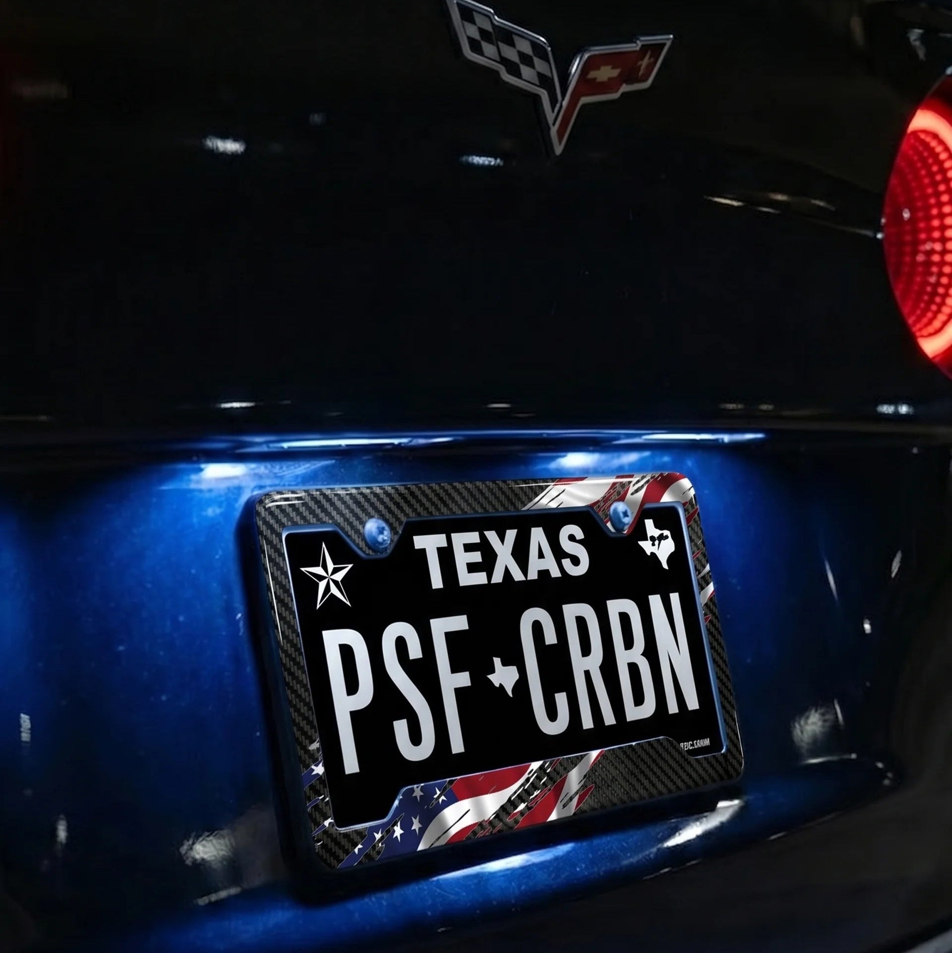 Torn American flag carbon fiber plate frame - product photo 3