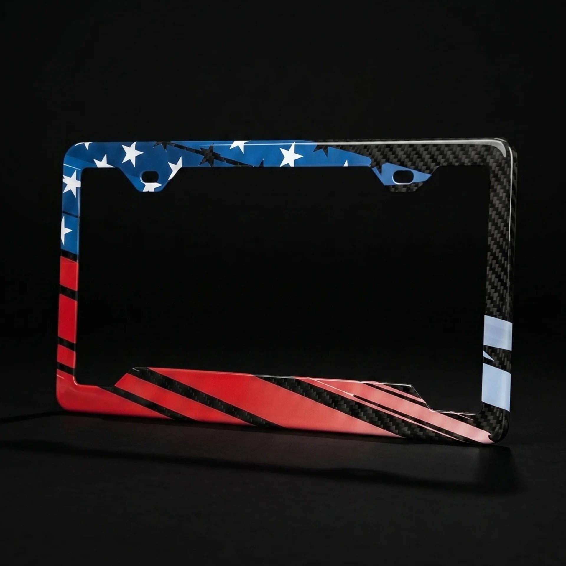 American flag carbon fiber license plate frame - product photo 3