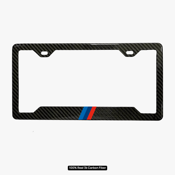 V-Series LOGO 3D Emblem Real 3K Twill Weave Carbon Fiber License Plate Frame (Black)
