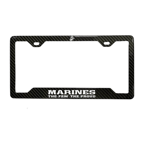 Marines carbon fiber license plate frame - front view