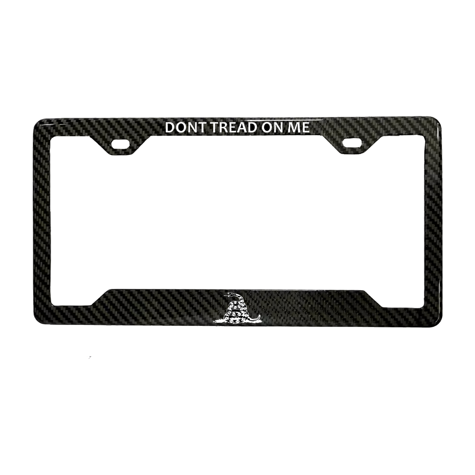 Don't Tread On Me Gadsden carbon fiber license plate frame