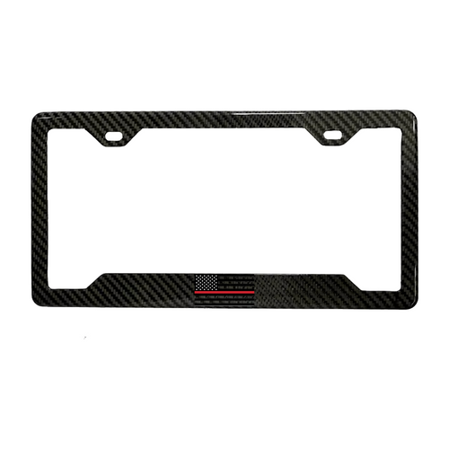 Thin Red Line carbon fiber license plate frame - front view