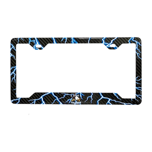 USA Thunder carbon fiber license plate frame - front view